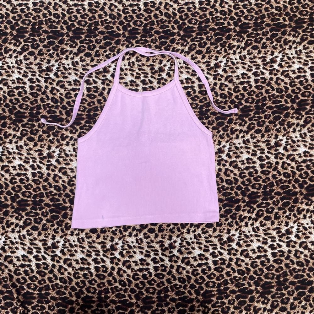 brandy melville pink halter neck crop top